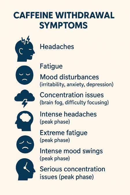 infographic showing symptoms of caffeine withdrawal